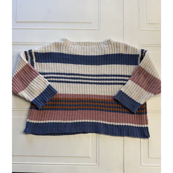 By Together Blue Cream Chunky Oversized Knit Sweater Size Small - Picture 6 of 6